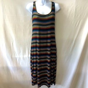 Rolla Coster 80s Style Black & Rainbow Stripe Tank Dress
